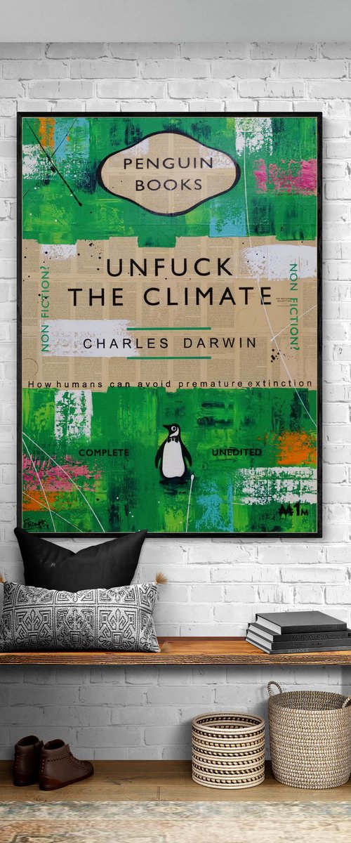 Climactic 140cm x 100cm Textured Book Page Urban Pop Art by Franko
