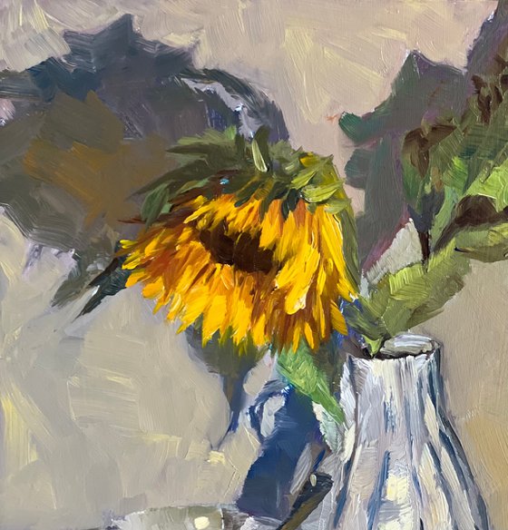 Sunflowers and a teacup