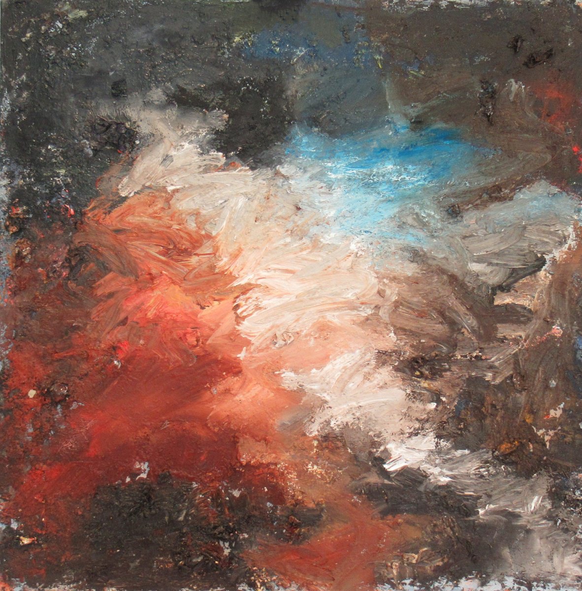 Expressive Abstract Oil Painting By Sherry Edmondson, 20 X 20", A Meeting Of The Ways, Original Artwork