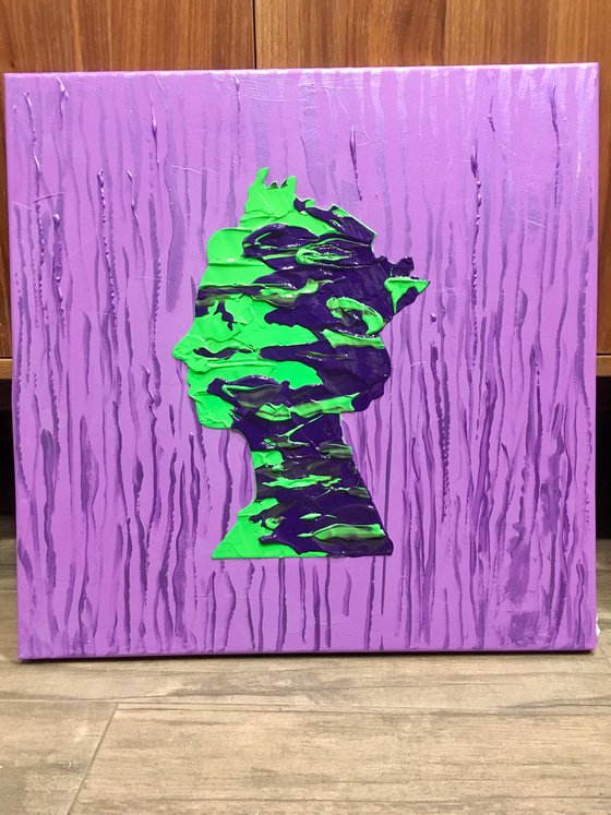 Queen #73 on purple, marble pattern PAINTING INSPIRED BY QUEEN ELIZABETH PORTRAIT