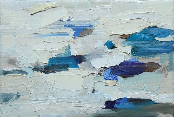 OPEN BOOK/White abstract oil painting