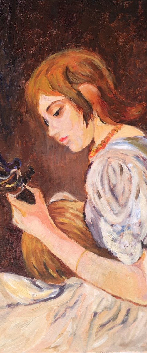 Playing the mandolin by Elena Sokolova