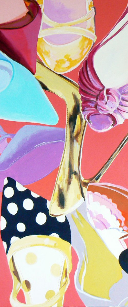 À la recherche du shoe perdu  (In search of the lost shoe)- after Warhol - pop culture, designer label shoes as art for the person who can never have enough shoes! by Carolynne Coulson