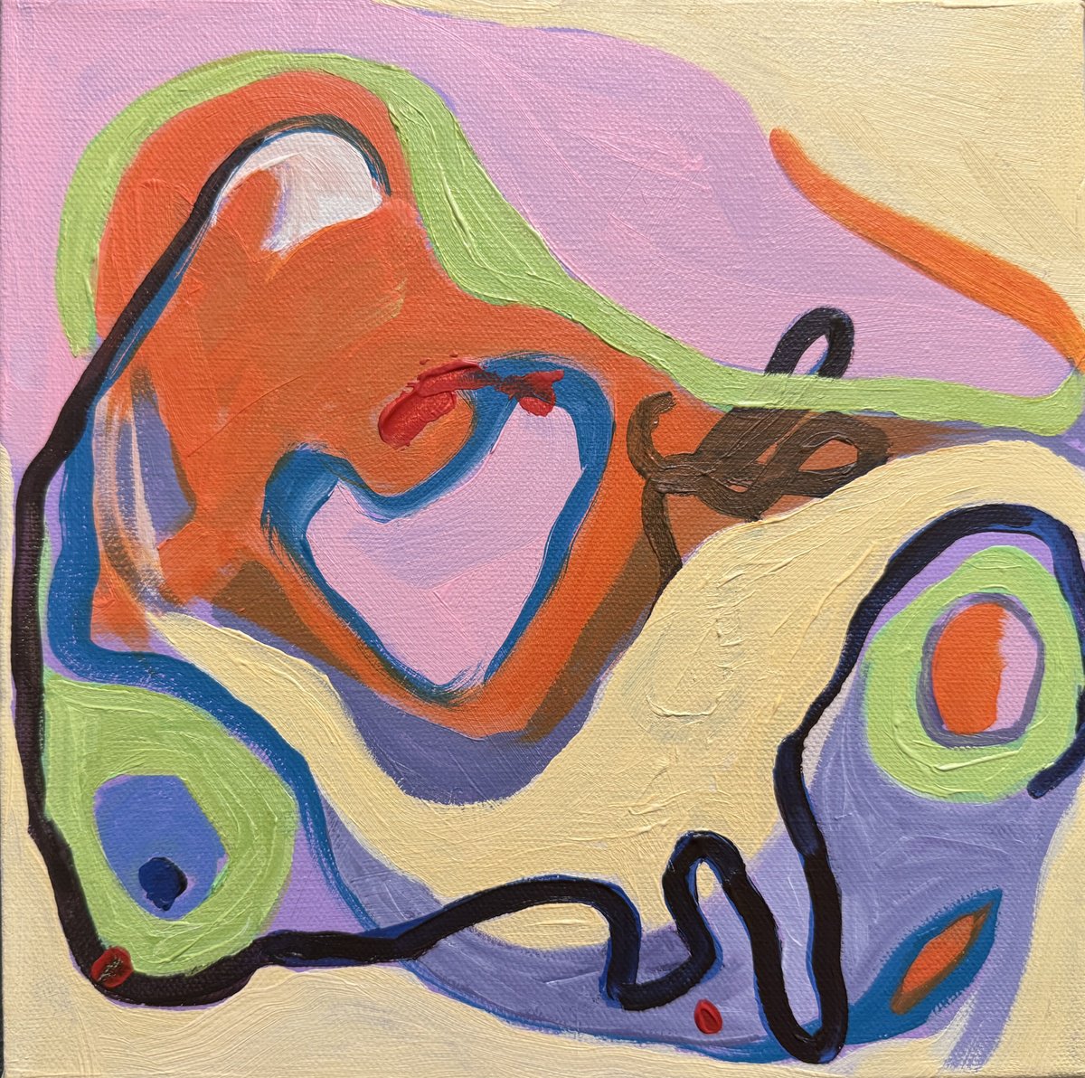 Abstract Acrylic Painting By Hanna Bell, 10 X 10, Take Me With You 2, Original Artwork