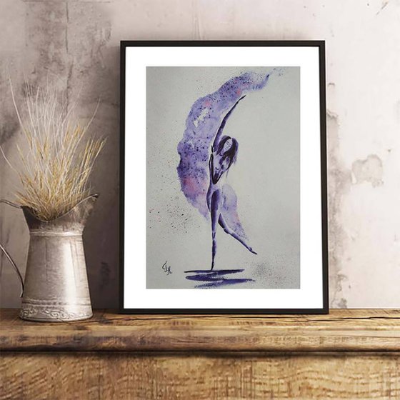 dancer original watercolor painting "Moon dancer"