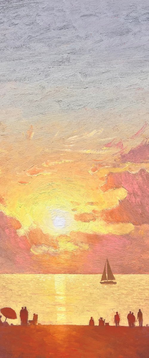 Bright sunset on the seashore by Andrii Kovalyk