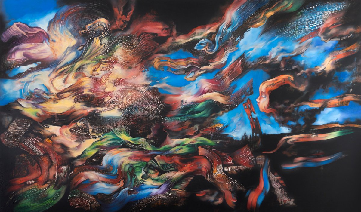 Abstract Landscape Oil Painting By Marjan Fahimi, 73 X 43", Il Passaggio, Original Artwork