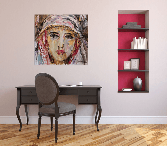 Innocence - Femail Portrait - Oil Painting - Medium Size - Oriental Theme - India