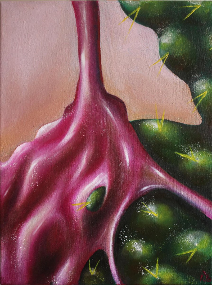 Surrealistic Still Life Oil Painting By Vanessa T Stefanova, 12 X 16", Trauma Close Up 2, Original Artwork