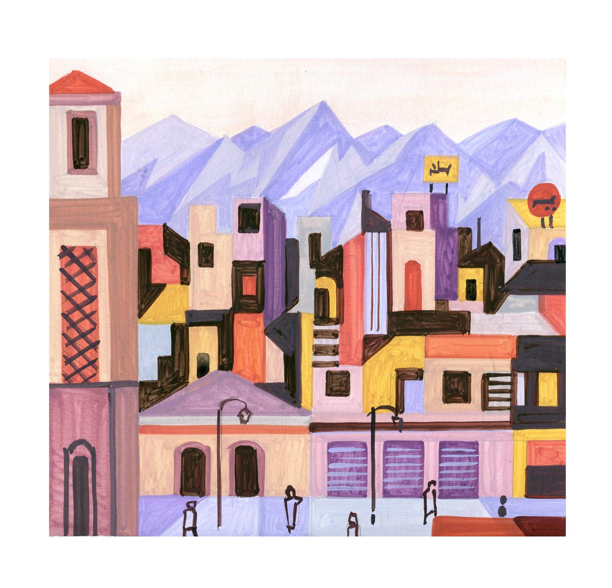 Urban And Pop Acrylic Painting , Marrakesh-09 By Andre Baldet, 10 X 10, Artwork For Sale On Artfinder