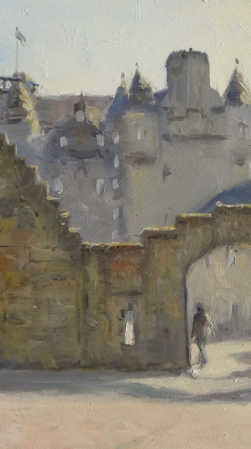 Castle Fraser, Aberdeenshire.One-of-a-Kind Oil Painting on Board. Unframed. by Gerry Miller