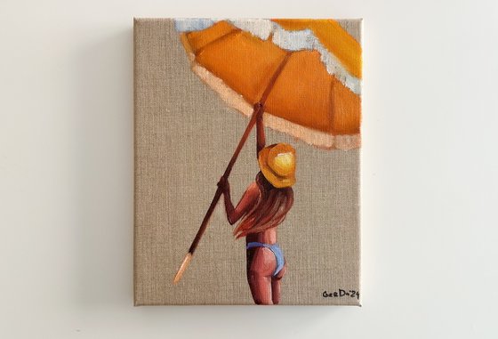 Girl with Beach Umbrella