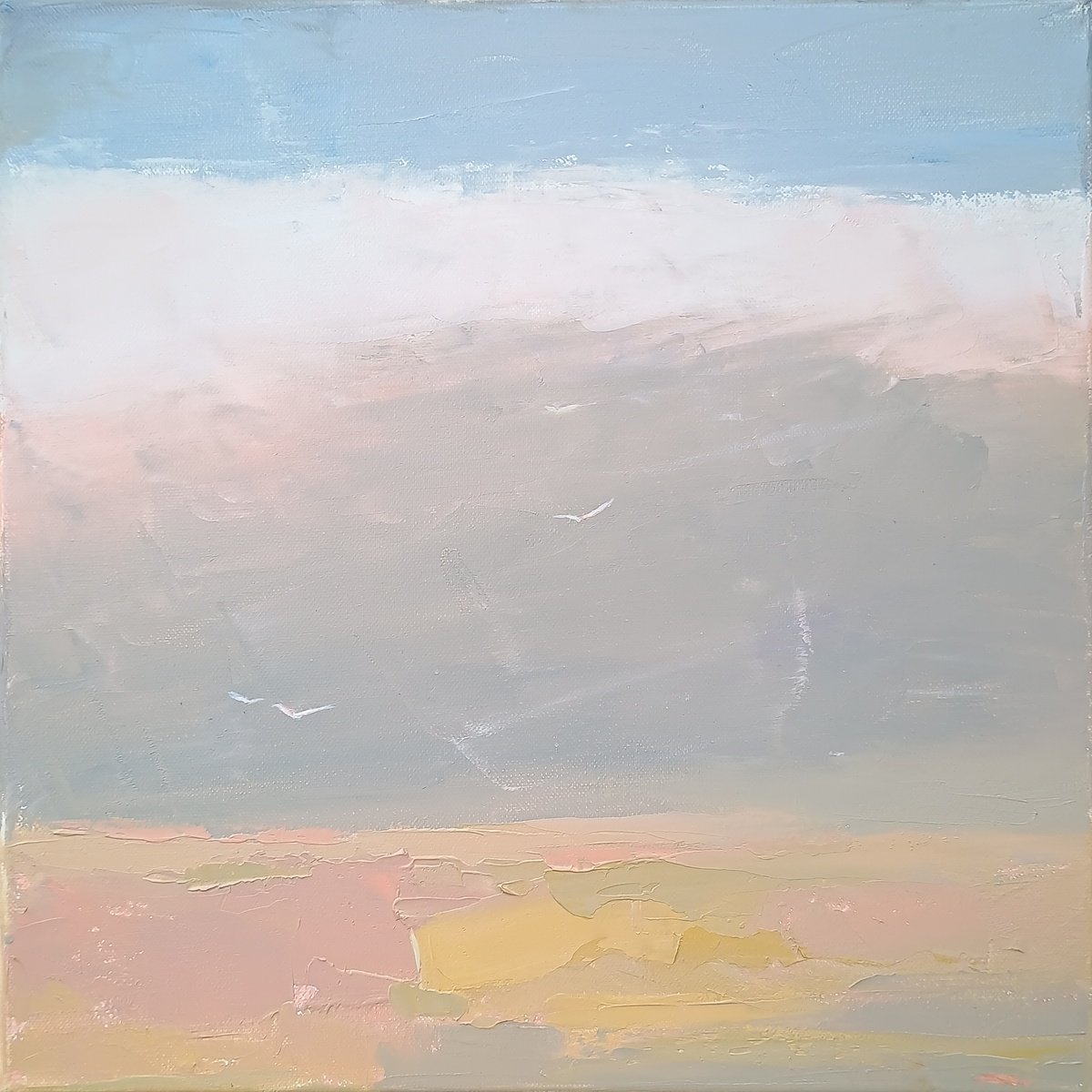 Expressive Landscape Oil Painting By Emilia Milcheva, 16 X 16, Storms Are A Reason To Fly Too, Original Artwork