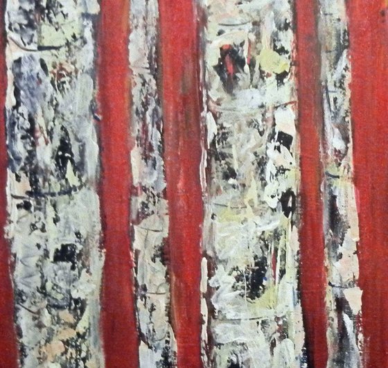 Red Birch Trees Abstract - 48x24