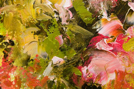 Flowers in the garden - Floral abstraction - Impasto oil painting