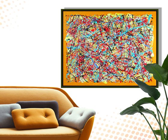 FLOWER  MEADOW,  Pollock style, framed