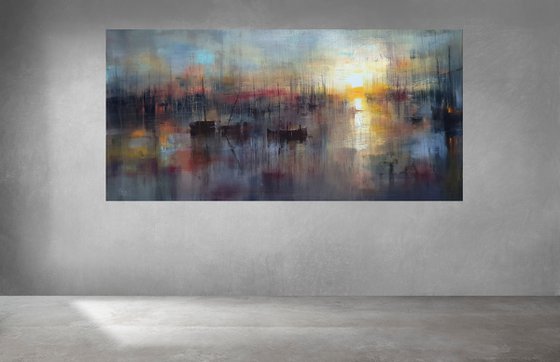 "Harbor of destroyed dreams - The sound of Ashes" W 120 x H 60 cm