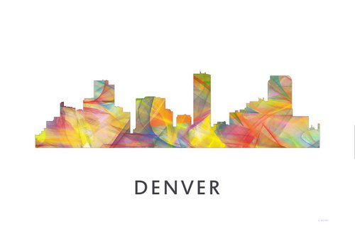 Denver Colorado Skyline WB1 by Marlene Watson