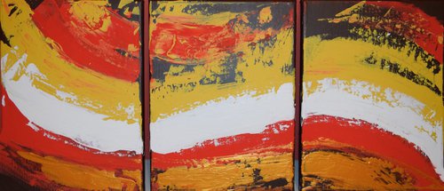 LARGE WALL ART triptych 3 panel wall contemporary art canvas " Colour of Virtue " original triptych painting abstract canvas pop wall kunst 27 x 12" by Stuart Wright
