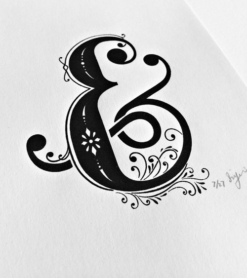 Ampersand Wall Art, Black And White Typography Print by DoodleDuck Designs