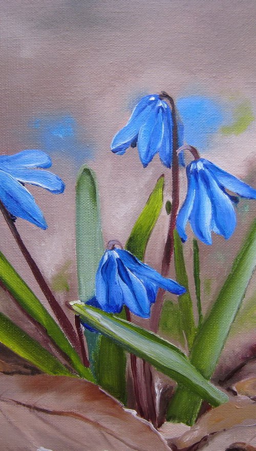 Bluebell, Realistic Floral, Dainty Blue Flowers Wall Art, Spring Nature by Natalia Shaykina