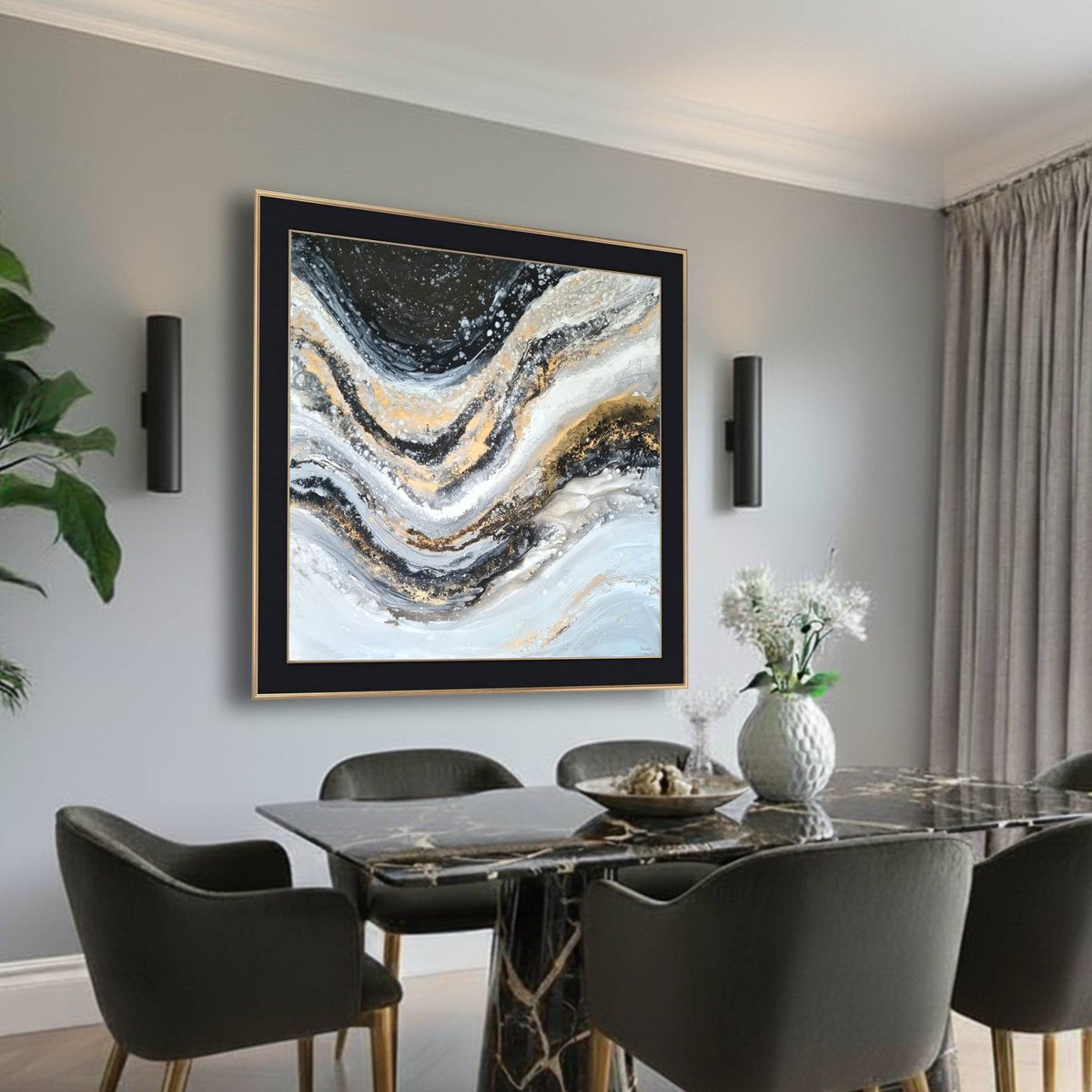 Organic Abstract Acrylic Painting By Eleni Denart, 47 X 47, Olympus, Original Artwork