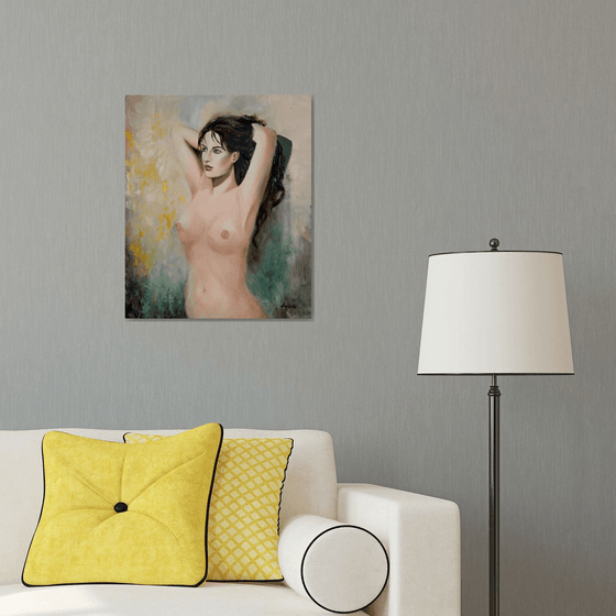 Honey - portrait- nude - woman - original painting