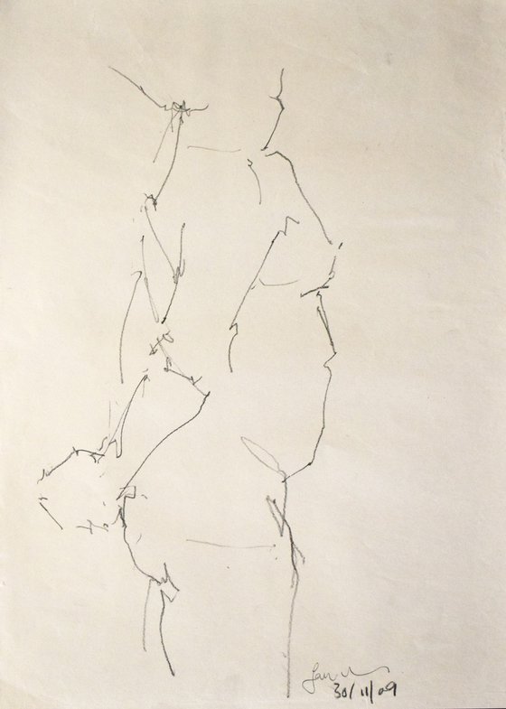 Study of a male Nude - Life Drawing No 621