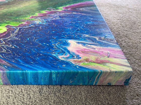 "Good Vibrations" - FREE USA SHIPPING - Original Abstract PMS Fluid Acrylic Painting - 30 x 30 inches