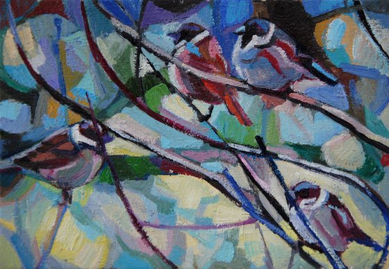 Sparrows / 16 X 11.2 X 0.3 cm