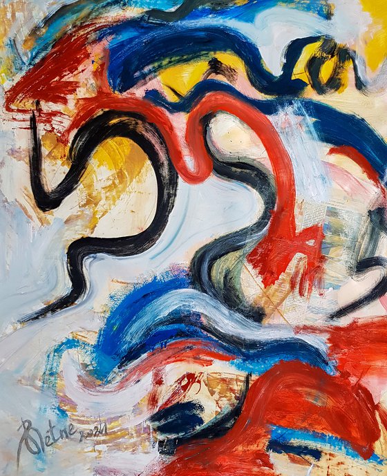 - Tuta Mondo N-6 - (H)120x(W)96 cm. Style of Willem de Kooning. Abstract Expressionism Painting