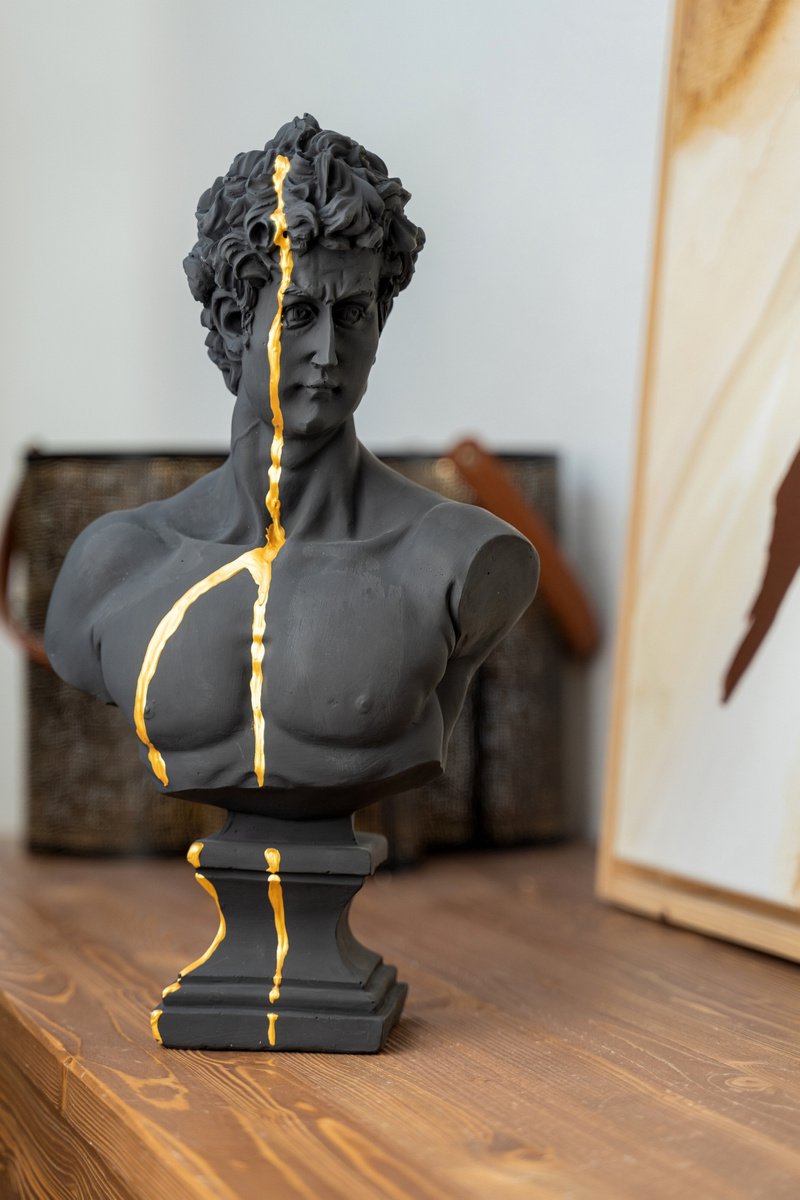 Golden Beauty David Handmade Sculpture, Modern Sculpture for Home and Office Decor by Dervis Akdemir