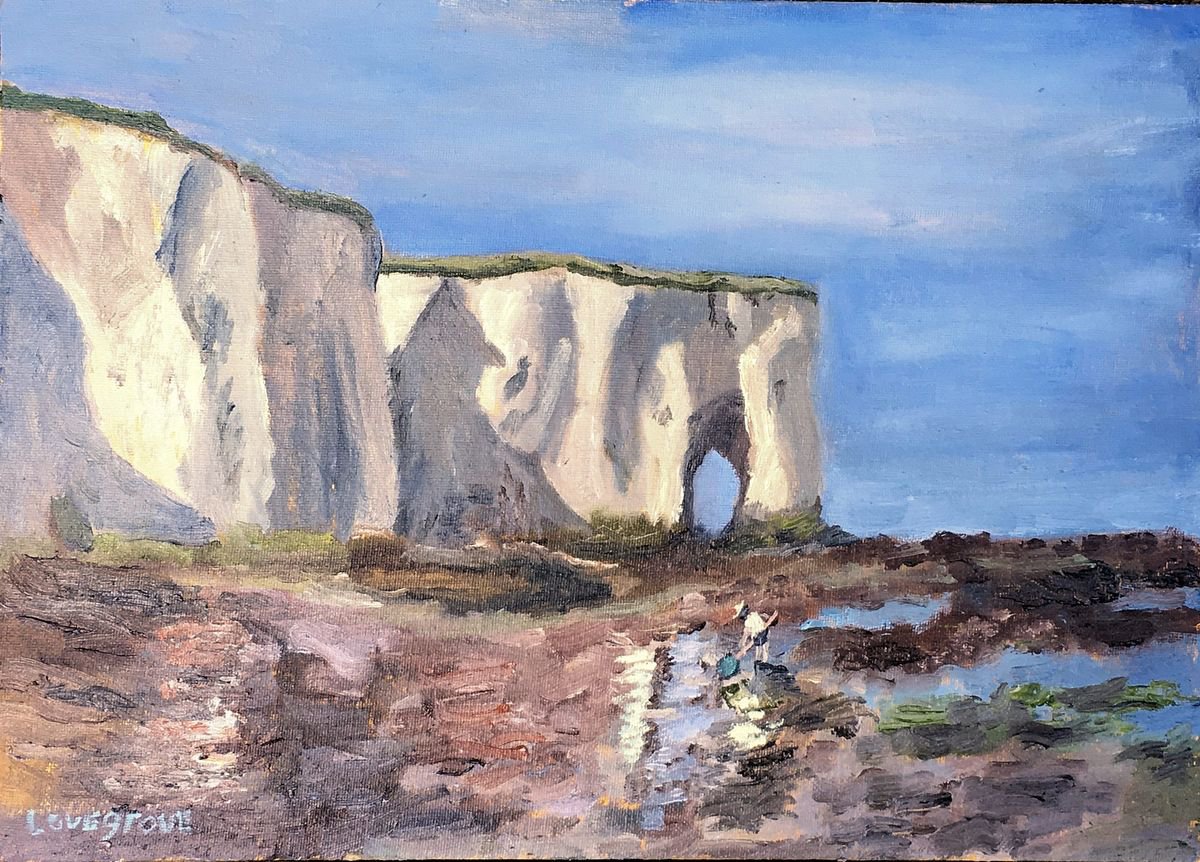 Rockpools and bait catcher at Kingsgate Bay - original oil painting, Unframed. by Julian Lovegrove Art