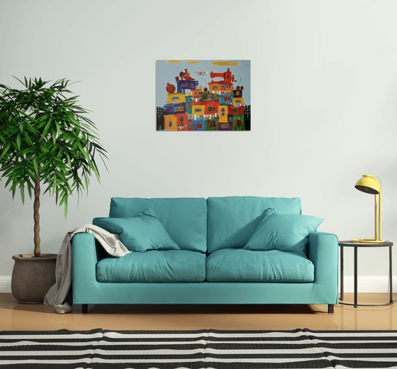 Childhood dreams-38 (60x80cm, oil painting, modern art, ready to hang)