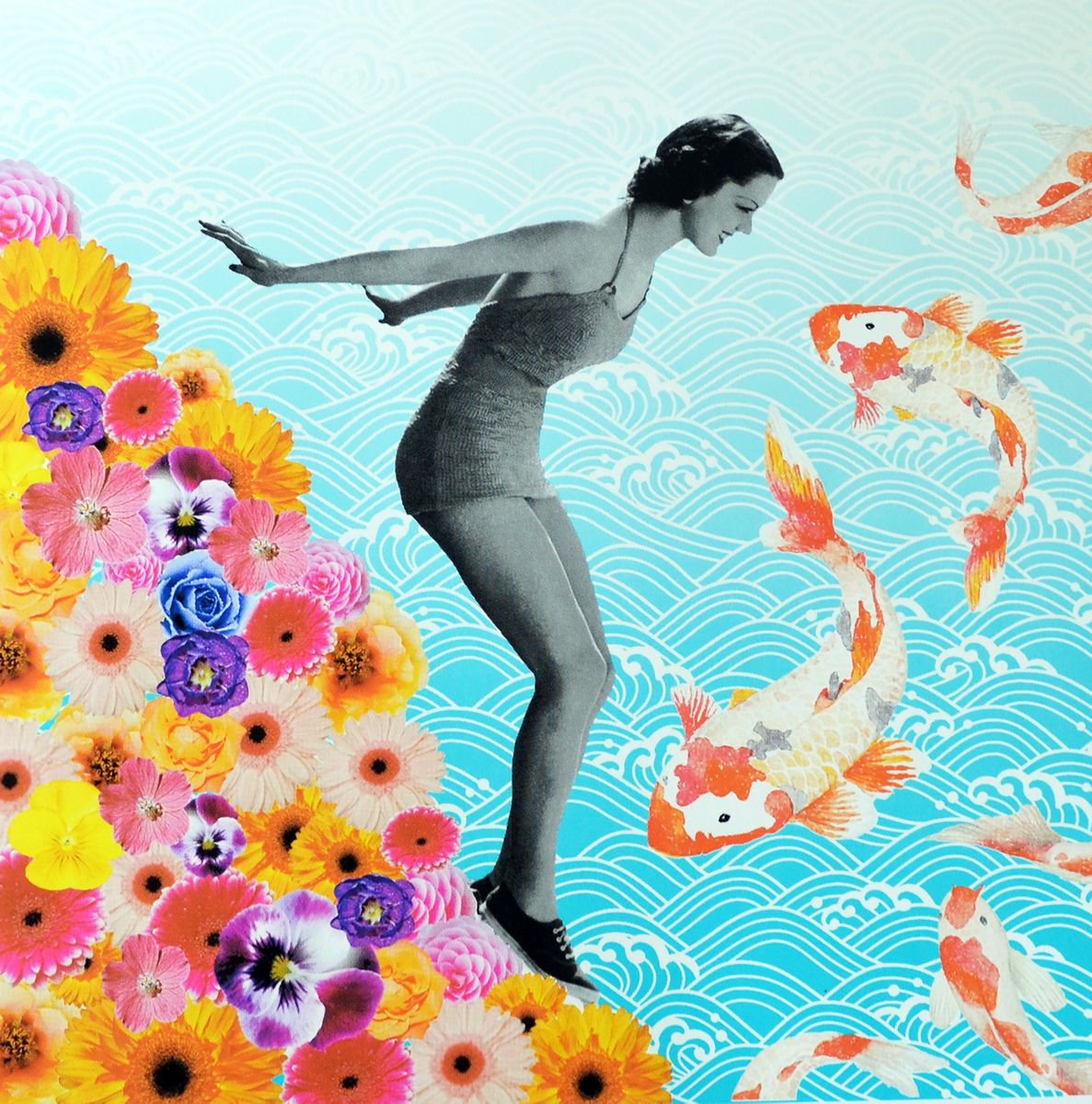 Surrealistic Screenprint , Water Baby By Anne Storno, 24 X 24, Artwork For Sale On Artfinder