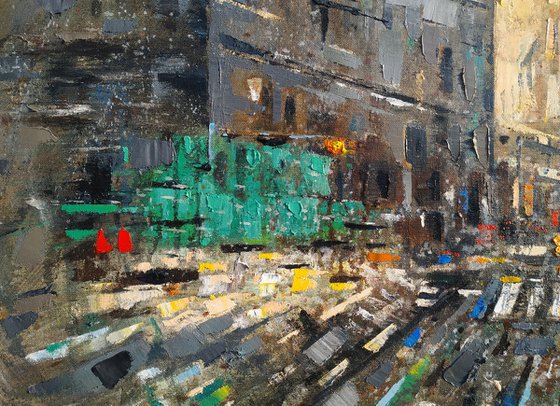 Cityscape (100x80cm, oil painting, ready to hang)