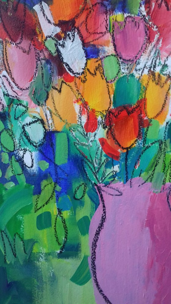 Tulips in a Pink Vase III