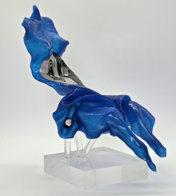 Vinyl Music Record Sculpture - "Blue Island Woman"