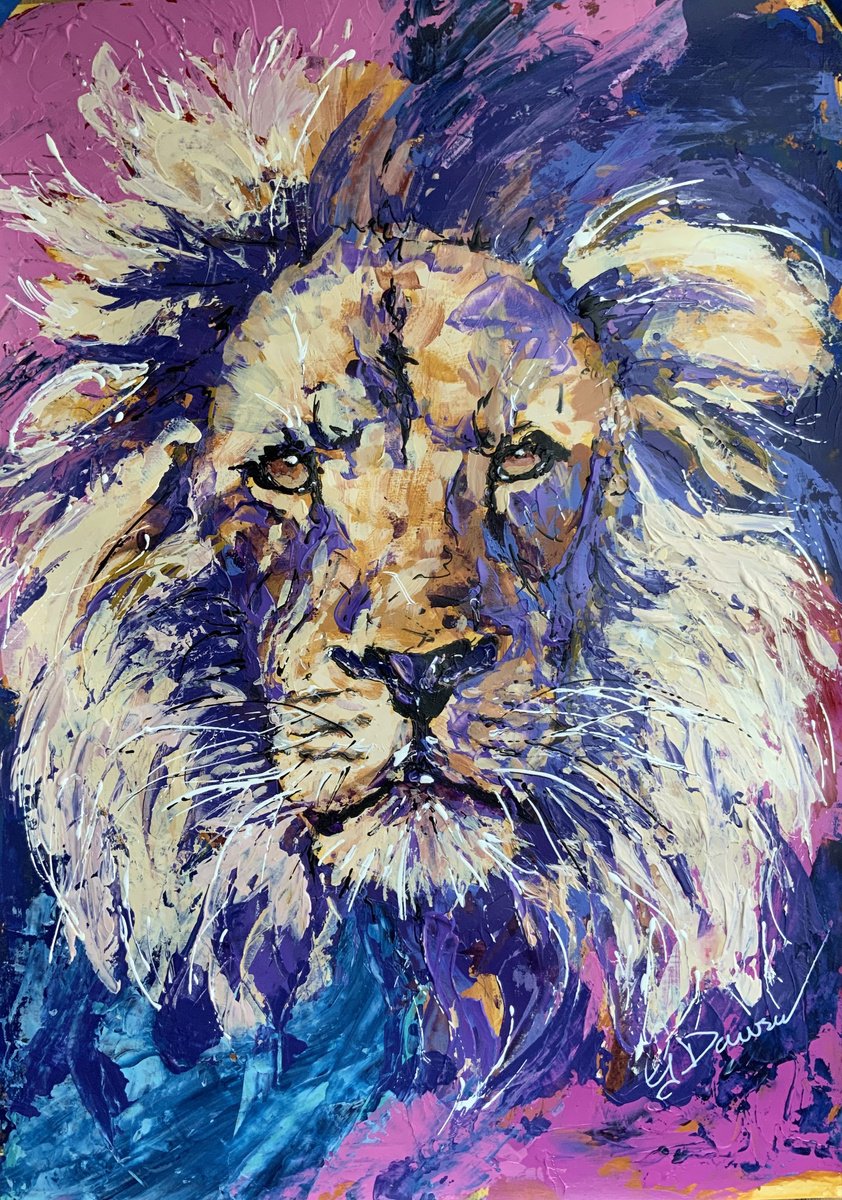 Colourful Lion portrait by Geoffrey Dawson