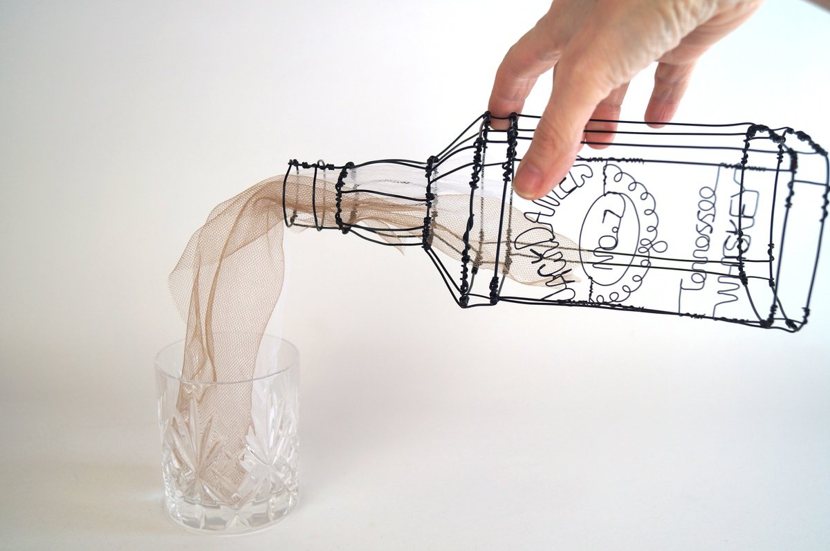Jack Daniels Bottle Wire Sculpture by Jane Tilley