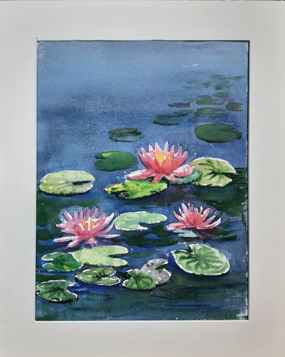 Water Lilies Pond SL 23 - Lily Pond Watercolor on paper 11.2"x 8.2"