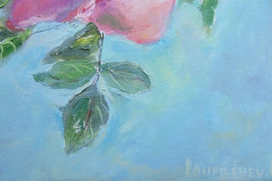 A Study of a Rose Oil on Canvas Small Painting to decorate any of your Rooms Floral Roses 24x30cm (9.5x12 in)