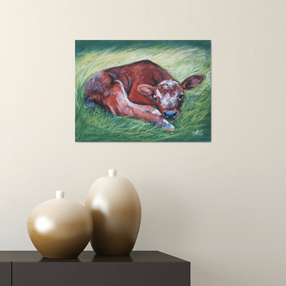 Calf... / FROM THE ANIMAL PORTRAITS SERIES / ORIGINAL PAINTING