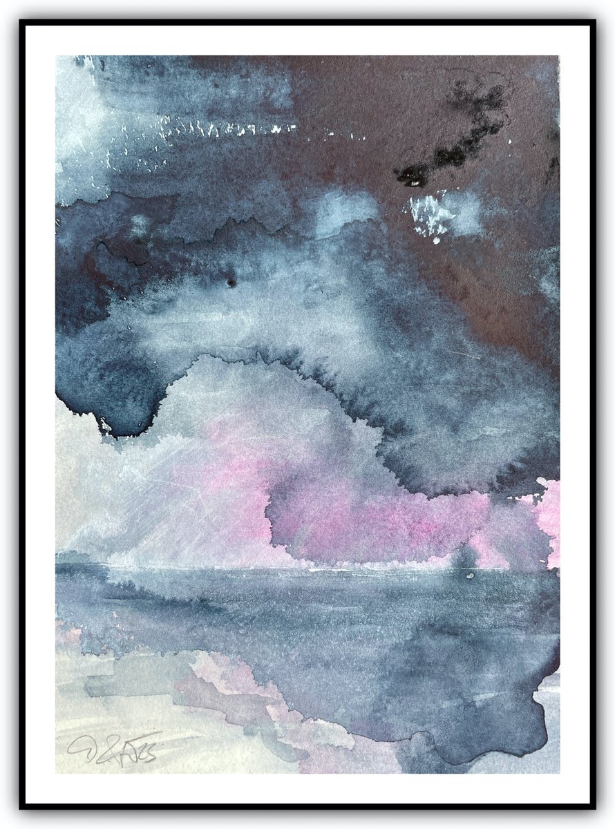 Abstract Landscape Watercolour By Gesa Reuter, 8 X 12, The Storms Are Coming Back, Original Artwork