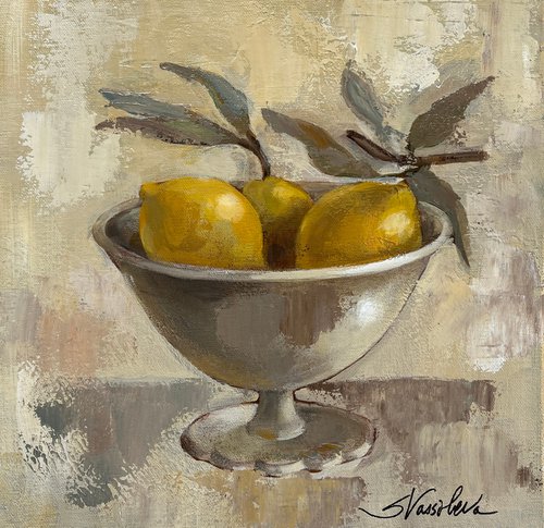 Lemons in Old Bowl by Silvia  Vassileva