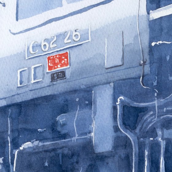 Steam Locomotive C62 26 - Watercolor Sketch