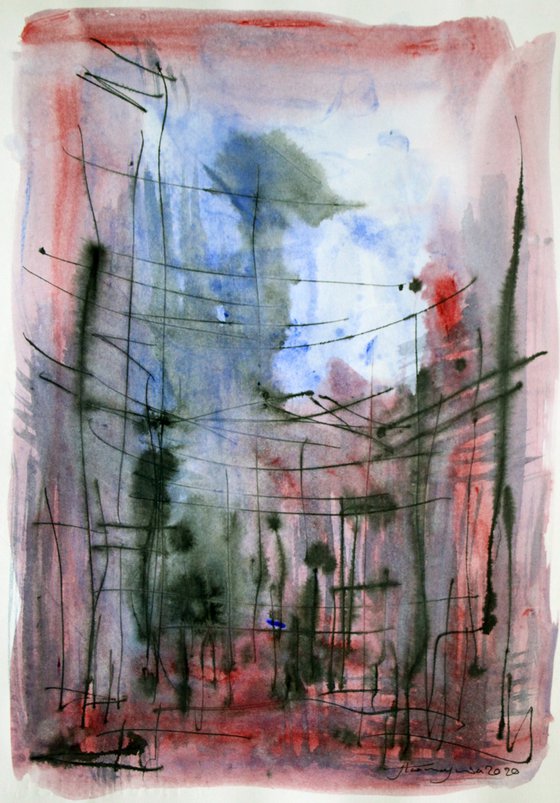 ALLEYS(11), WATERCOLOR ON PAPER, 25X 35 CM