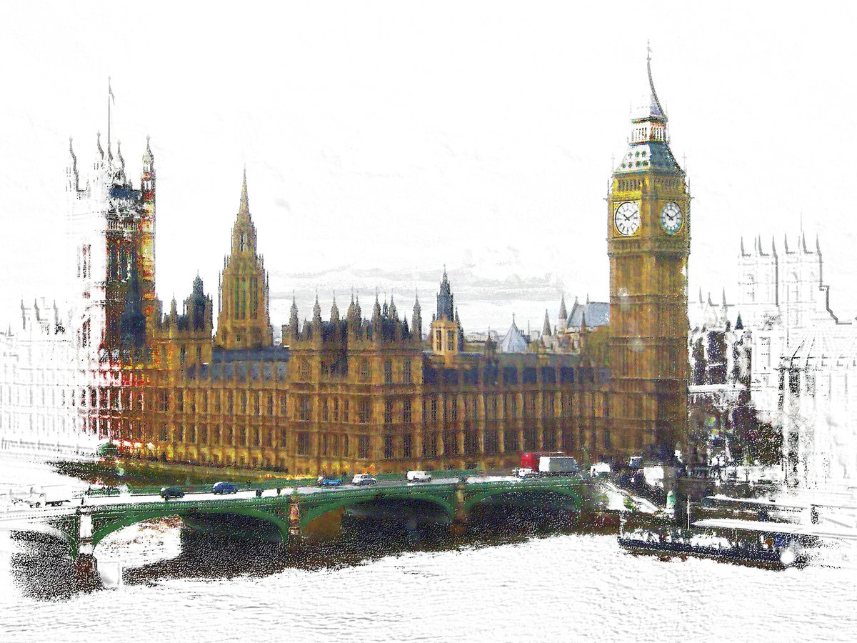 Trocitos de cielo, puente de Westminster/XL large original artwork by Javier Diaz