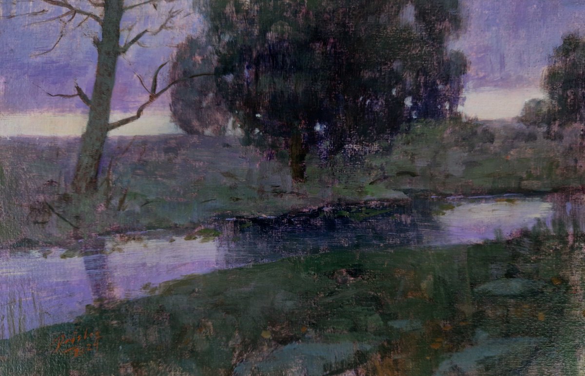 Landscape Acrylic Painting By Ayna Paisley, 11 X 7, Before The Rain, Original Artwork