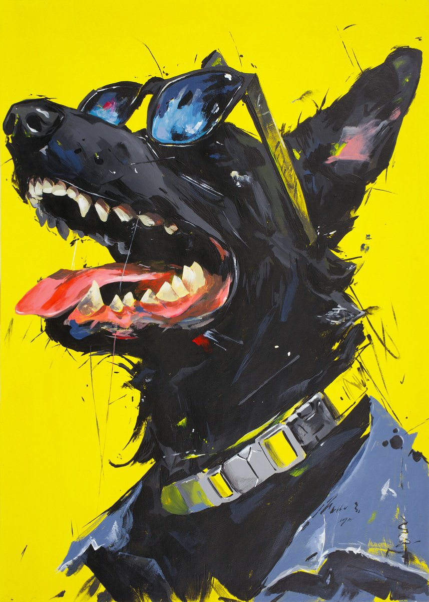 Urban And Pop Acrylic Painting , Joyful Bark By Kosta Morr, 1 X 1, Artwork For Sale On Artfinder